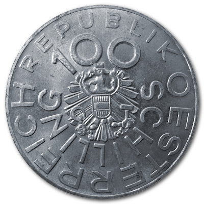 Österreich 100 Schilling 1976 15,36g Silber Johann Nestroy Rückseite