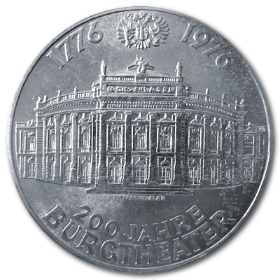Österreich 100 Schilling 1976 15,36g Silber 200 Jahre Burgtheater Vorderseite