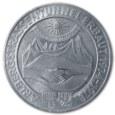 Österreich 100 Schilling 1978 15,36g Silber Arlberg-Strassentunnel Vorderseite