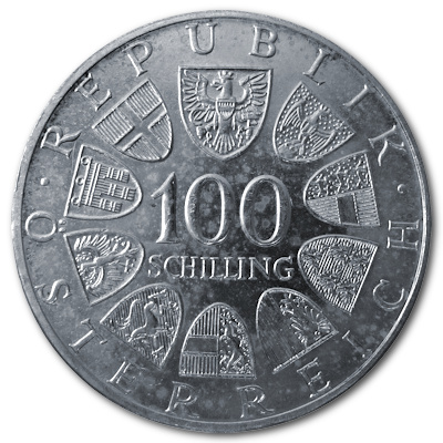 Österreich 100 Schilling 1979 15,36g Silber Festspiel und Kongresshaus Bregenz Rückseite