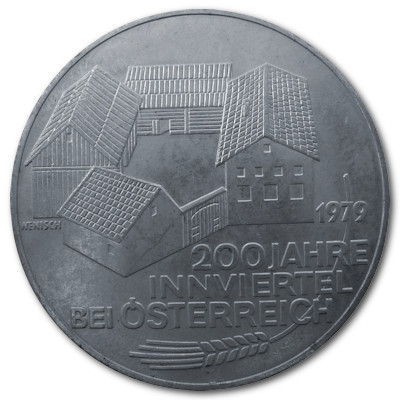 Österreich 100 Schilling 1979 15,36g Silber Innviertel bei Österreich Vorderseite