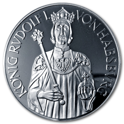 Österreich 100 Schilling 1991 18,00g Silber 700 Todestag König Rudolf I von Habsburg Vorderseite