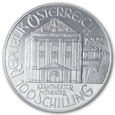 Österreich 100 Schilling 1992 18,00g Silber 150 Jahre Wiener Philharmoniker Rückseite