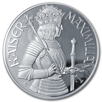 Österreich 100 Schilling 1992 18,00g Silber Kaiser Maximilian I Vorderseite