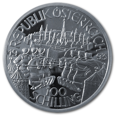 Österreich 100 Schilling 1993 18,00g Silber Kaiser Leopold I Rückseite