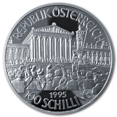 Österreich 100 Schilling 1995 18,00g Silber Erste Republik Rückseite