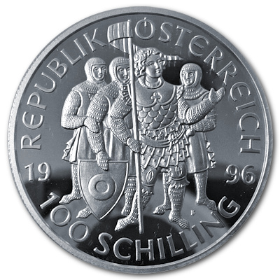 Österreich 100 Schilling 1996 18,00g Silber Leopold III Rückseite