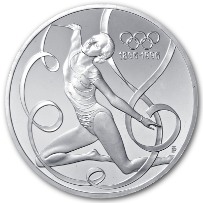 Österreich 200 Schilling 1995 31,11g Silber 100 Jahre Olympische Bewegung Österreich Kunstturnerin Vorderseite