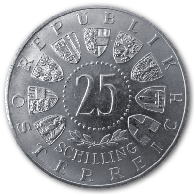 Österreich 25 Schilling 1955 10,40g Silber Wiedereröffnung der Bundestheater Rückseite