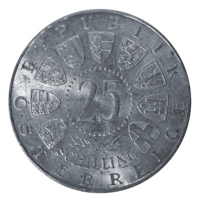 Österreich 25 Schilling 1957 10,40g Silber Mariazell Rückseite