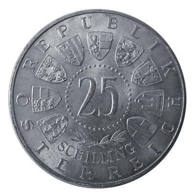 Österreich 25 Schilling 1958 10,40g Silber Carl Auer von Welsbach Rückseite