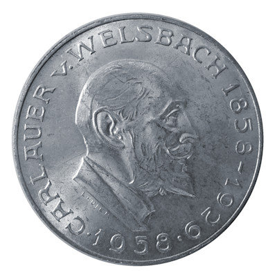 Österreich 25 Schilling 1958 10,40g Silber Carl Auer von Welsbach Vorderseite