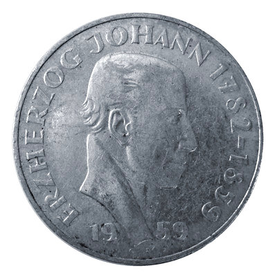 Österreich 25 Schilling 1959 10,40g Silber Erzherzog Johann Vorderseite
