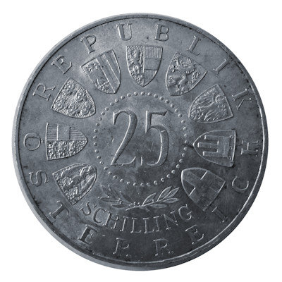Österreich 25 Schilling 1962 10,40g Silber Anton Bruckner Rückseite