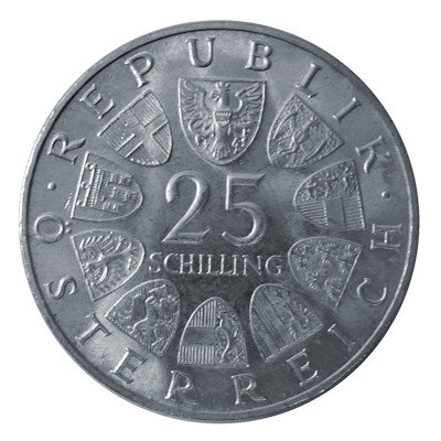 Österreich 25 Schilling 1966 10,40g Silber Ferdinand Raimund Rückseite