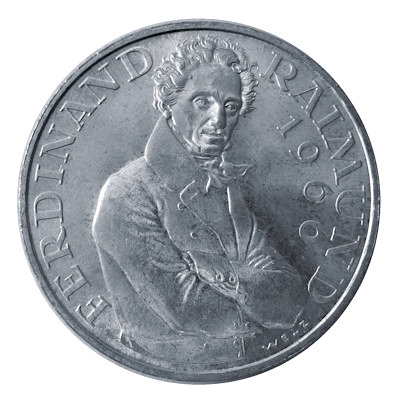 Österreich 25 Schilling 1966 10,40g Silber Ferdinand Raimund Vorderseite