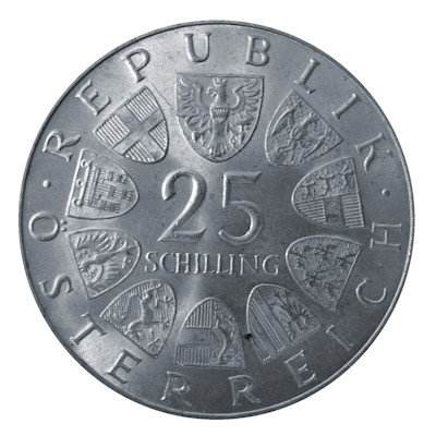 Österreich 25 Schilling 1968 10,40g Silber Lukas von Hildebrandt Rückseite