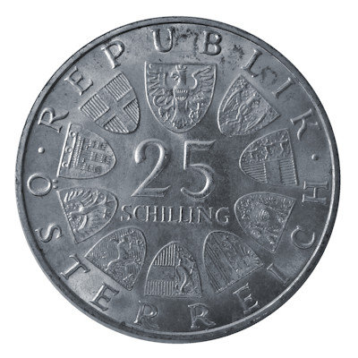 Österreich 25 Schilling 1969 10,40g Silber Peter Rosegger Rückseite