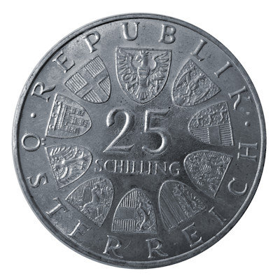 Österreich 25 Schilling 1970 10,40g Silber Franz Lehar Rückseite