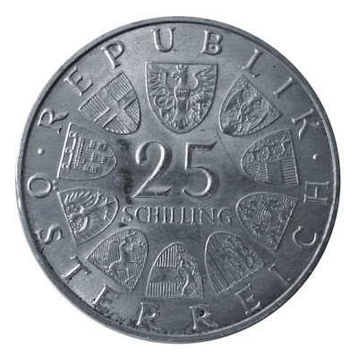 Österreich 25 Schilling 1972 10,40g Silber Carl Michael Ziehrer Rückseite