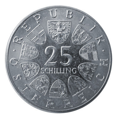 Österreich 25 Schilling 1973 10,40g Silber Max Reinhardt Rückseite