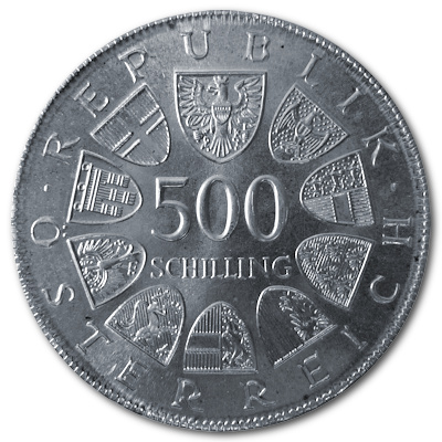 Österreich 500 Schilling 1980 15,36g Silber 100 Jahre Rotes Kreuz Rückseite