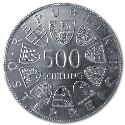 Österreich 500 Schilling 1980 15,36g Silber 25 Jahre Staatsvertrag Rückseite