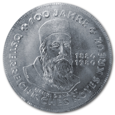 Österreich 500 Schilling 1980 15,36g Silber 100 Jahre Rotes Kreuz Vorderseite