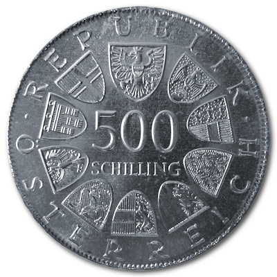 Österreich 500 Schilling 1981 15,36g Silber 100 Geburtstag Anton Wildgans Rückseite