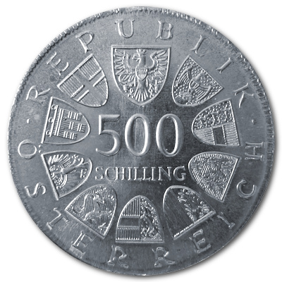 Österreich 500 Schilling 1981 15,36g Silber 100 Geburtstag Otto Bauer Rückseite