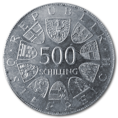 Österreich 500 Schilling 1982 15,36g Silber 1500 Todestag St. Severin Rückseite