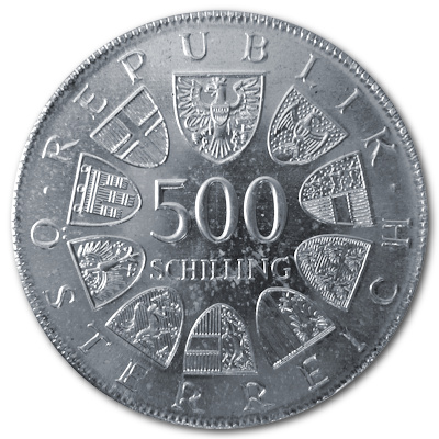 Österreich 500 Schilling 1982 15,36g Silber 500 Jahre Druck Rückseite