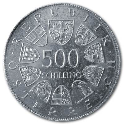 Österreich 500 Schilling 1982 15,36g Silber 80 Geburtstag von Leopold Figl Rückseite