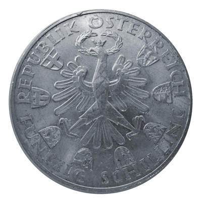Österreich 50 Schilling 1959 18,00g Silber 150 Jahre Tiroler Freiheitskampf Rückseite