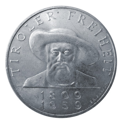 Österreich 50 Schilling 1959 18,00g Silber 150 Jahre Tiroler Freiheitskampf Vorderseite