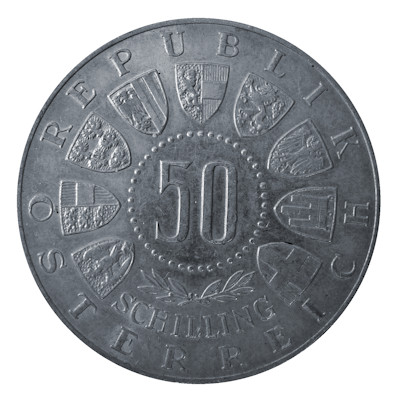Österreich 50 Schilling 1963 18,00g Silber 600 Jahre Tirol Rückseite