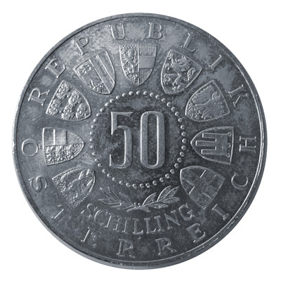 Österreich 50 Schilling 1964 18,00g Silber Winterolympiade Innsbruck Rückseite
