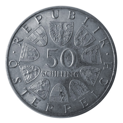 Österreich 50 Schilling 1965 18,00g Silber Universität Wien Rückseite