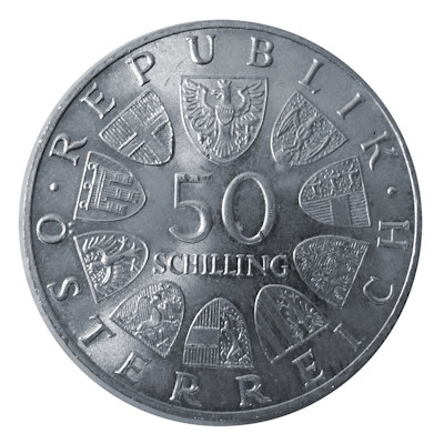 Österreich 50 Schilling 1966 18,00g Silber Österreichische Nationalbank Rückseite