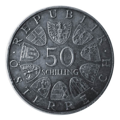 Österreich 50 Schilling 1967 18,00g Silber Donauwalzer von Johann Strauss Rückseite