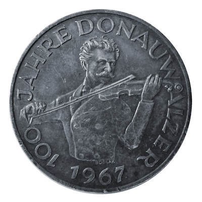 Österreich 50 Schilling 1967 18,00g Silber Donauwalzer von Johann Strauss Vorderseite