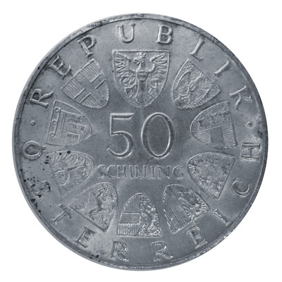Österreich 50 Schilling 1968 18,00g Silber 50 Jahre Republik Rückseite