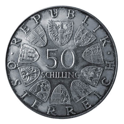 Österreich 50 Schilling 1969 18,00g Silber Kaiser Maximilian I. Rückseite