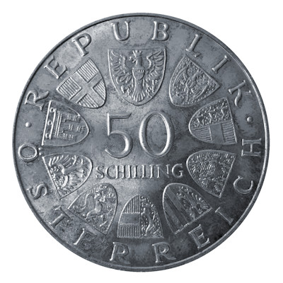 Österreich 50 Schilling 1970 18,00g Silber Bundespräsident Karl Renner Rückseite