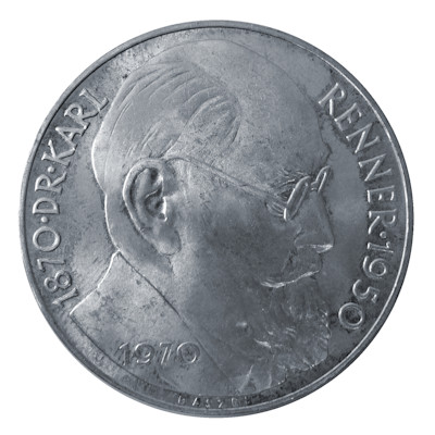 Österreich 50 Schilling 1970 18,00g Silber Bundespräsident Karl Renner Vorderseite
