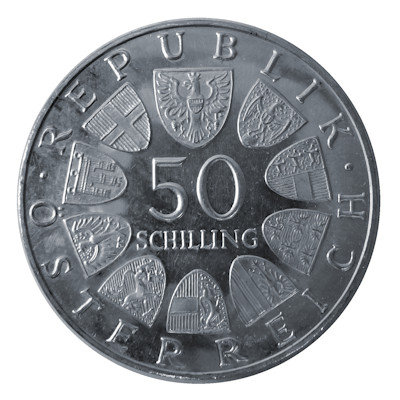 Österreich 50 Schilling 1971 18,00g Silber Bundeskanzler Julius Raab Rückseite