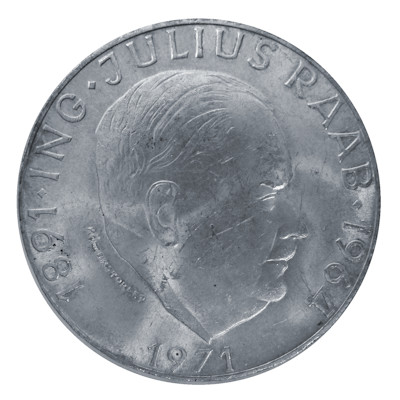 Österreich 50 Schilling 1971 18,00g Silber Bundeskanzler Julius Raab Vorderseite