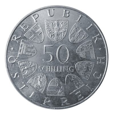 Österreich 50 Schilling 1972 18,00g Silber Hochschule für Bodenkultur Wien Rückseite