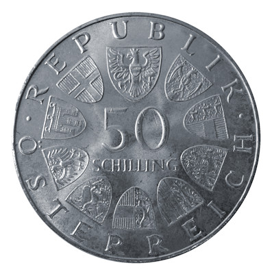 Österreich 50 Schilling 1972 18,00g Silber Universität Salzburg Rückseite