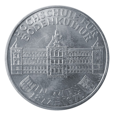 Österreich 50 Schilling 1972 18,00g Silber Hochschule für Bodenkultur Wien Vorderseite